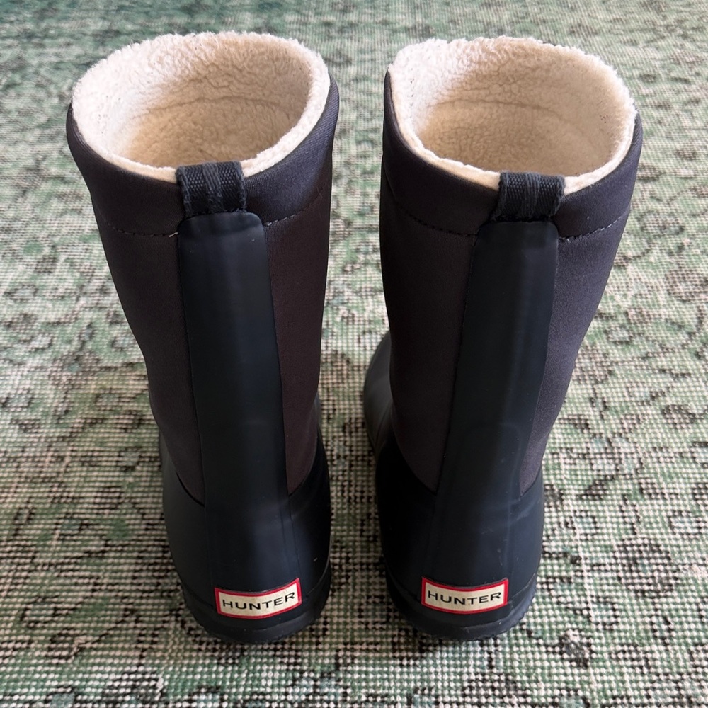 Hunter Black Rain Boots with Soft Cream Interior - Picture 2 of 7
